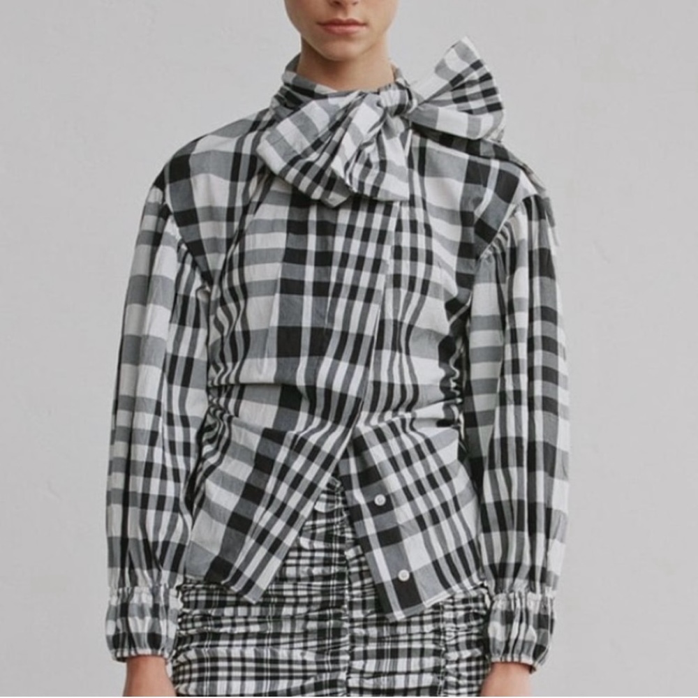 NWT Zara Plaid Bow Blouse